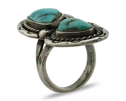 Navajo Ring 925 Silver Blue Turquoise Artist Signed P C.80's