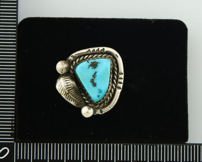 Navajo Ring 925 Sterling Natural Blue Turquoise Native Artist C.80's Size 5.25