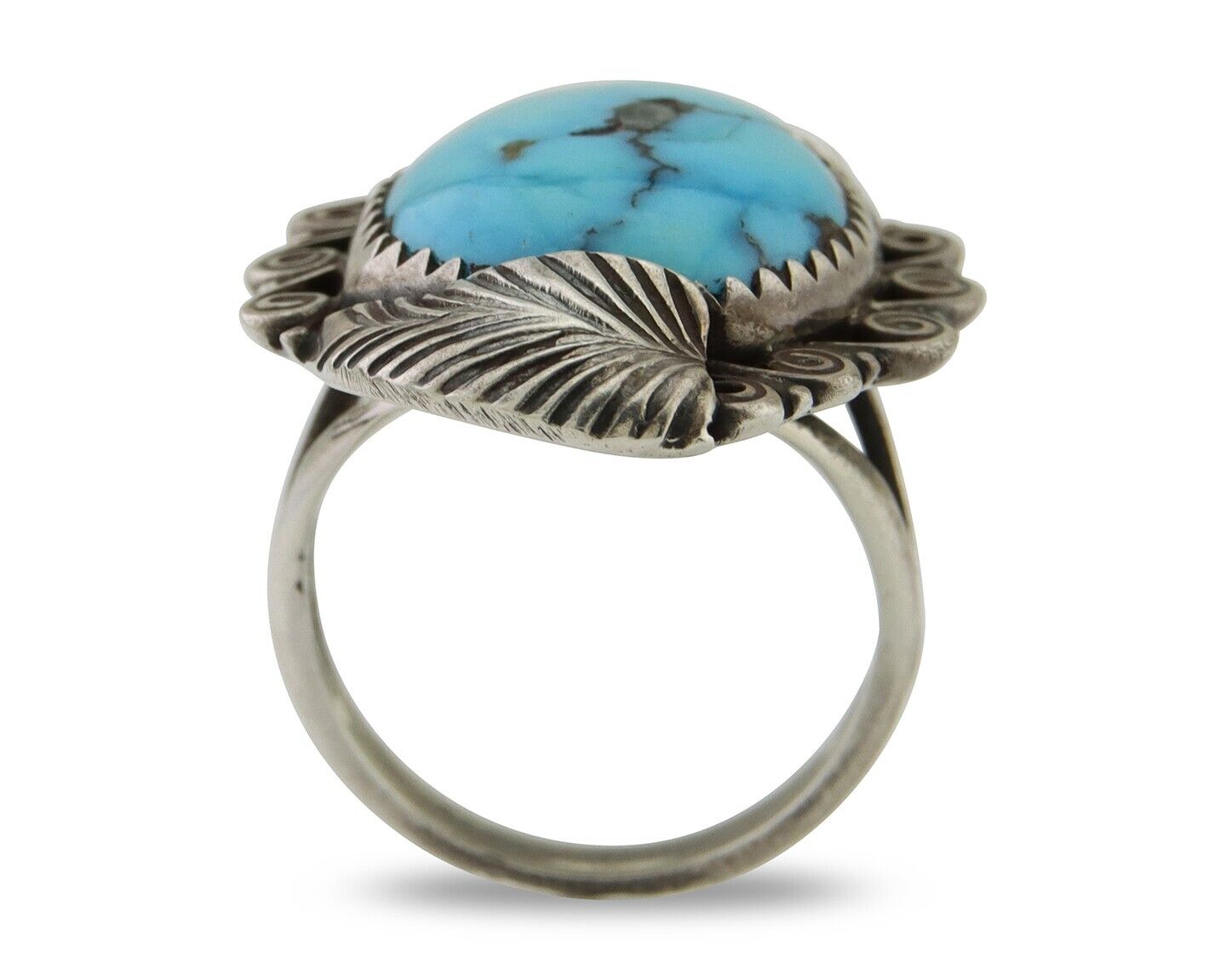 Navajo Ring .925 Silver Blue Turquoise Artist Signed Billy Eagle C.80's