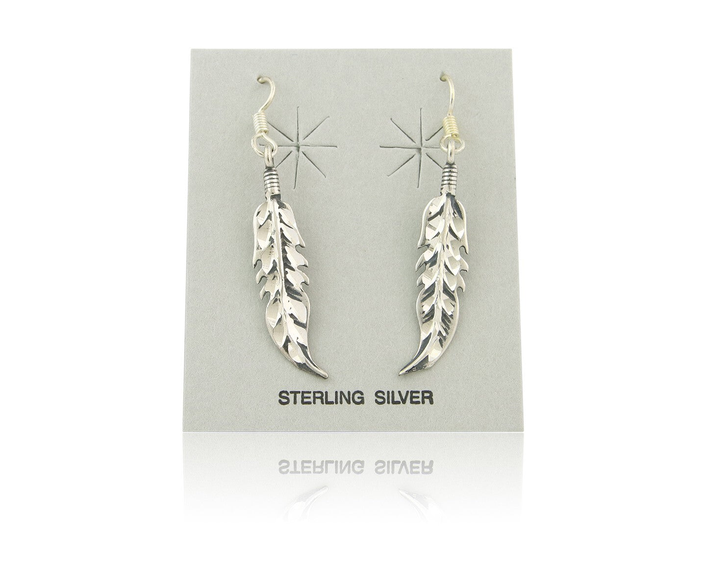 Navajo Feather Earrings Sterling Silver Dangle Vintage Authentic Signed Masha