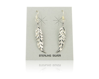 Navajo Feather Earrings Sterling Silver Dangle Vintage Authentic Signed Masha