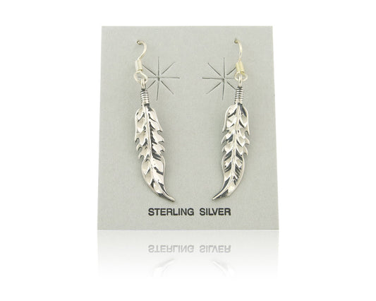 Navajo Feather Earrings Sterling Silver Dangle Vintage Authentic Signed Masha