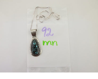 Navajo Necklace 925 Silver Natural Turquoise Artist Signed Mike Begay C.80's
