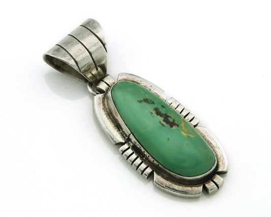 Navajo Pendant 925 Sterling Silver Natural Turquoise Vintage Artist Signed JT