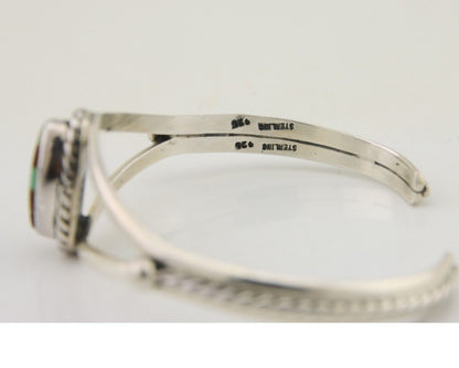 Navajo Bracelet 925 Silver Blue Turquoise Artist Signed Gecko C.80's