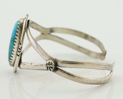 Navajo Bracelet 925 Silver Kingman Turquoise Native American Artist C.80's