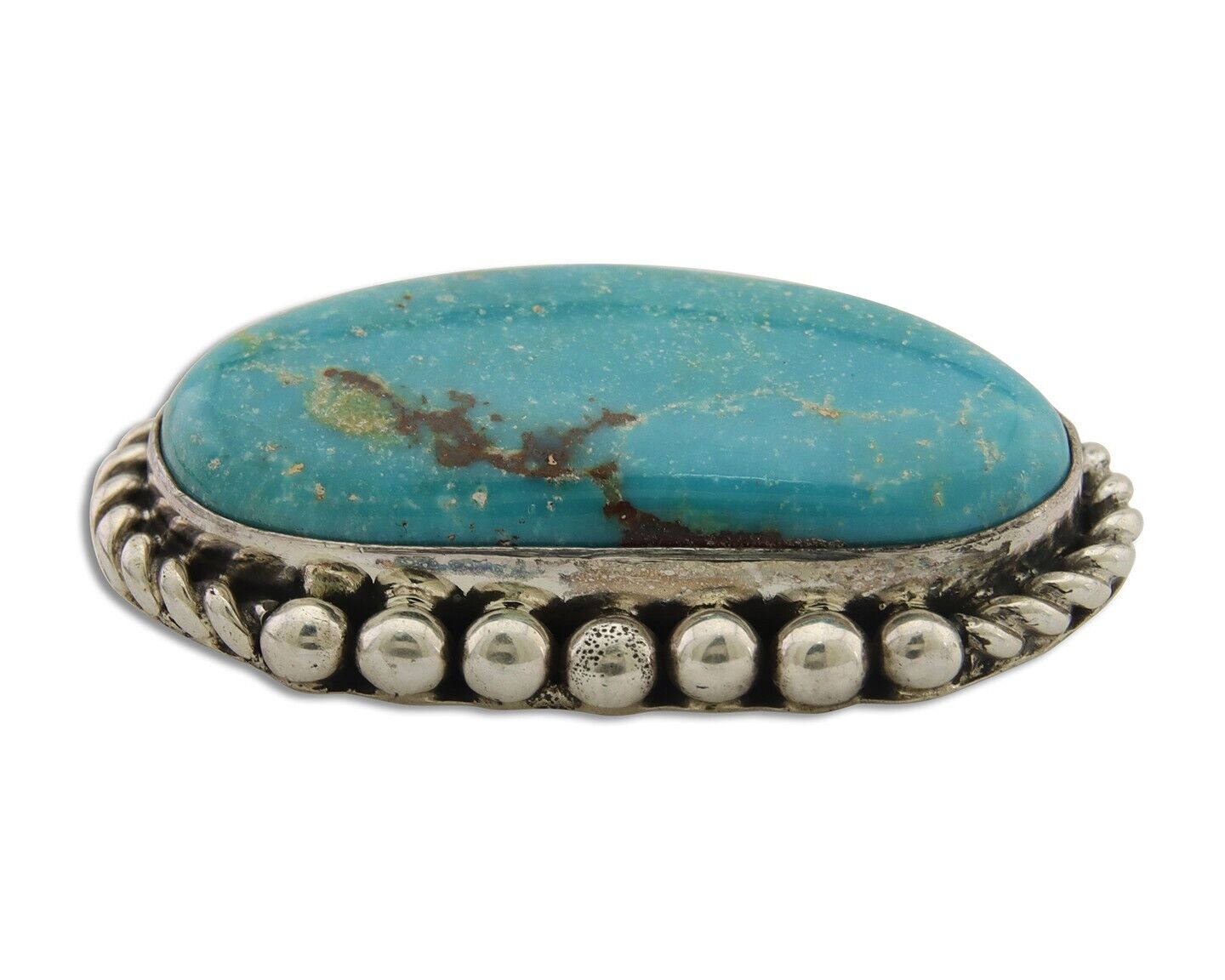 Navajo Pin Pendant 925 Silver Globe Turquoise Artist Signed Doug Zachary C.80's