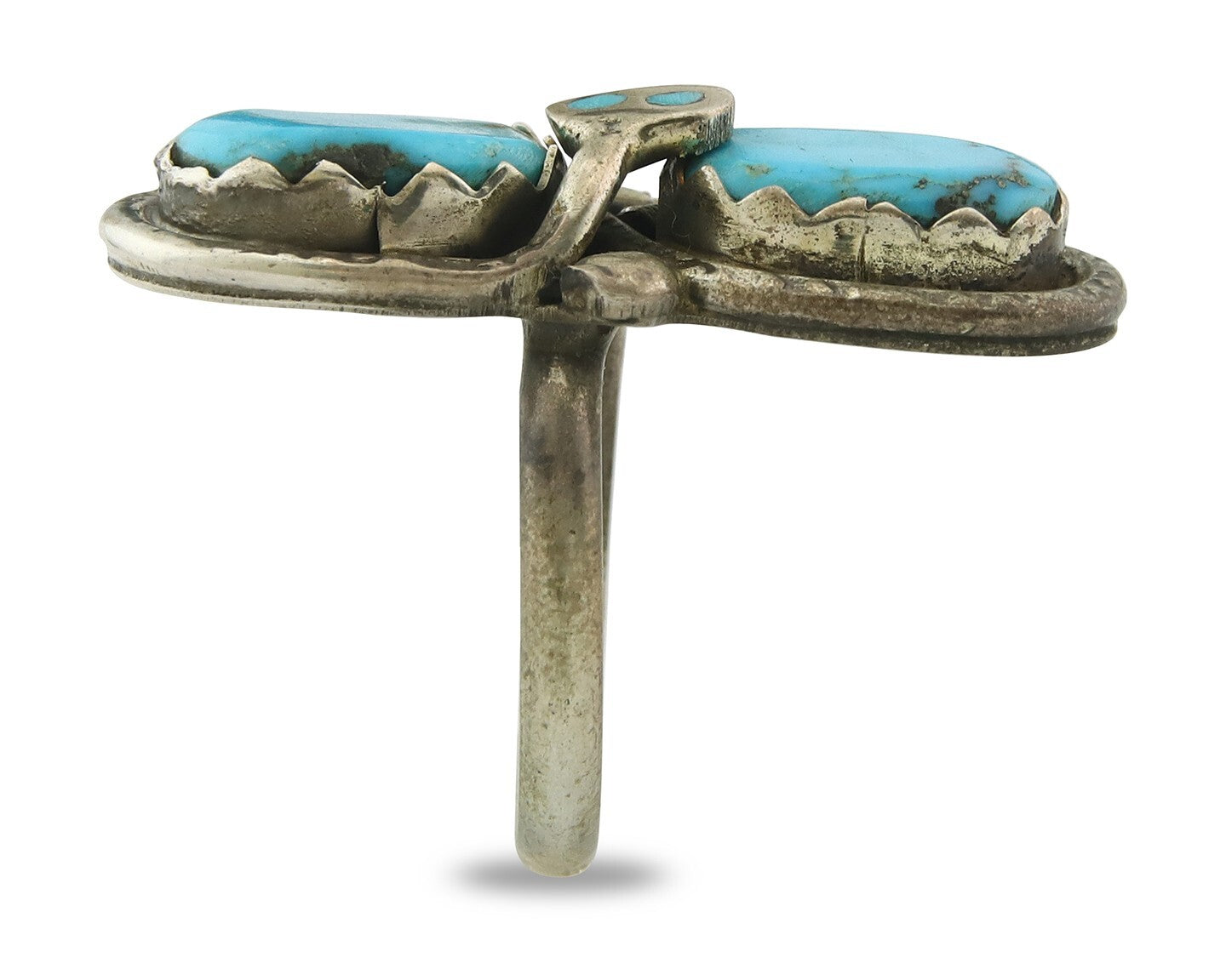 Vintage Zuni Ring 925 Sterling Silver Turquoise Signed Effie C Size 6.75