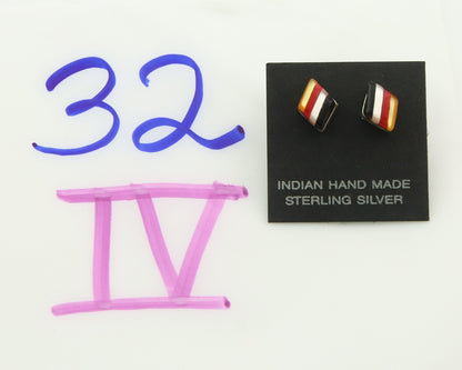 Navajo Earrings 925 Silver Natural Gemstone Native American Artist C.80's