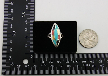 Navajo Ring 925 Silver Turquoise Shell Onyx Spiney Oyster Native Artist C.80's