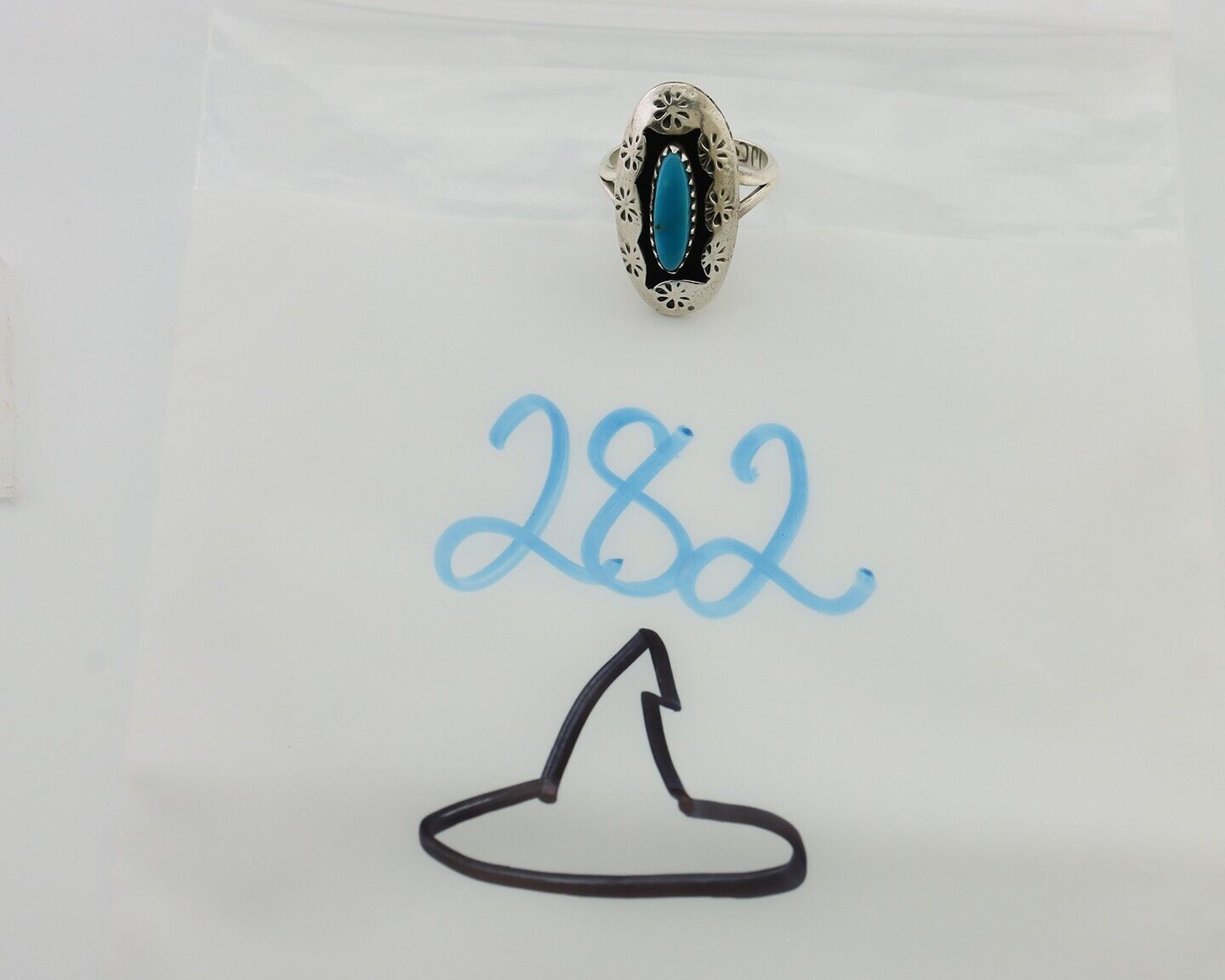 Navajo Ring 925 Silver Natural Blue Turquoise Signed IJC C.80's