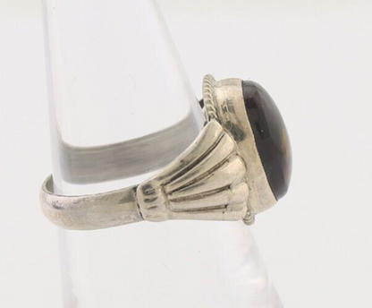 Navajo Handmade Ring 925 Silver Natural Fire Opal Native Artist Size 7.0 C.80's