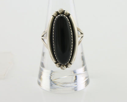 Navajo Handmade Ring 925 Silver Black Onyx Native American Artist C.80's