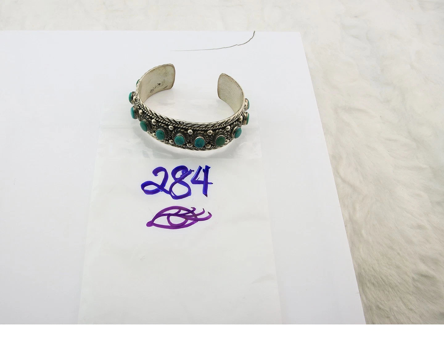 Navajo Cuff Bracelet Sterling Silver Turquoise Vintage Handmade Signed Sun