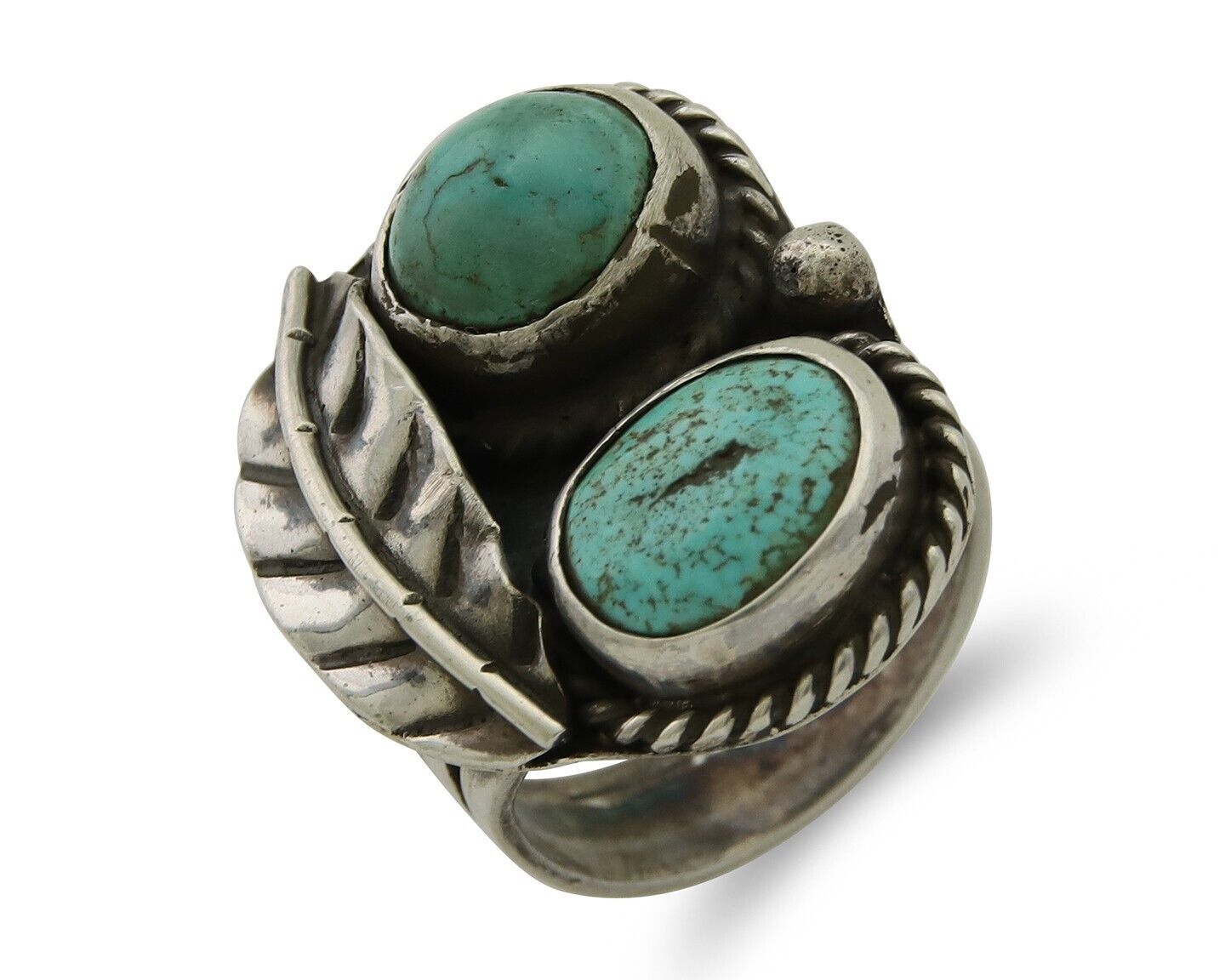 Navajo Handmade Ring 925 Silver Turquoise Native Artist C.80's