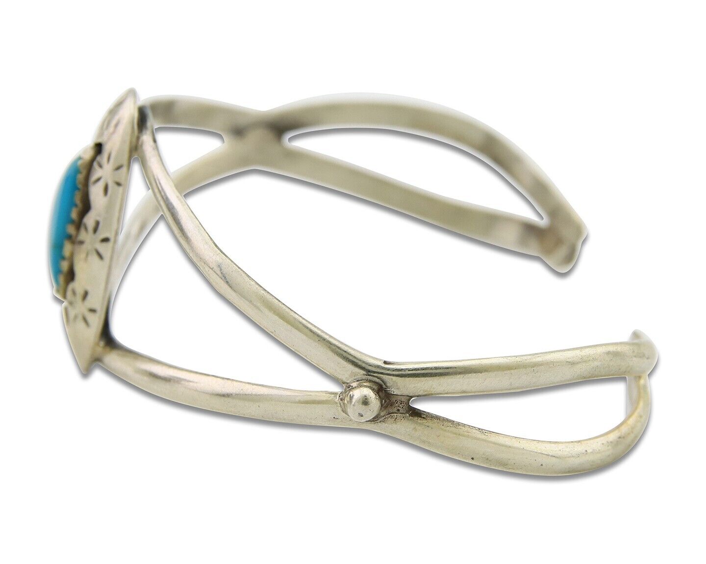 Navajo Cuff Bracelet 925 Silver Turquoise Cuff Artist Signed IJC C.80's