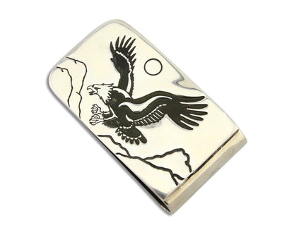 Navajo Eagle Money Clip .925 Silver & .999 Nickle Native American Artist C.80's