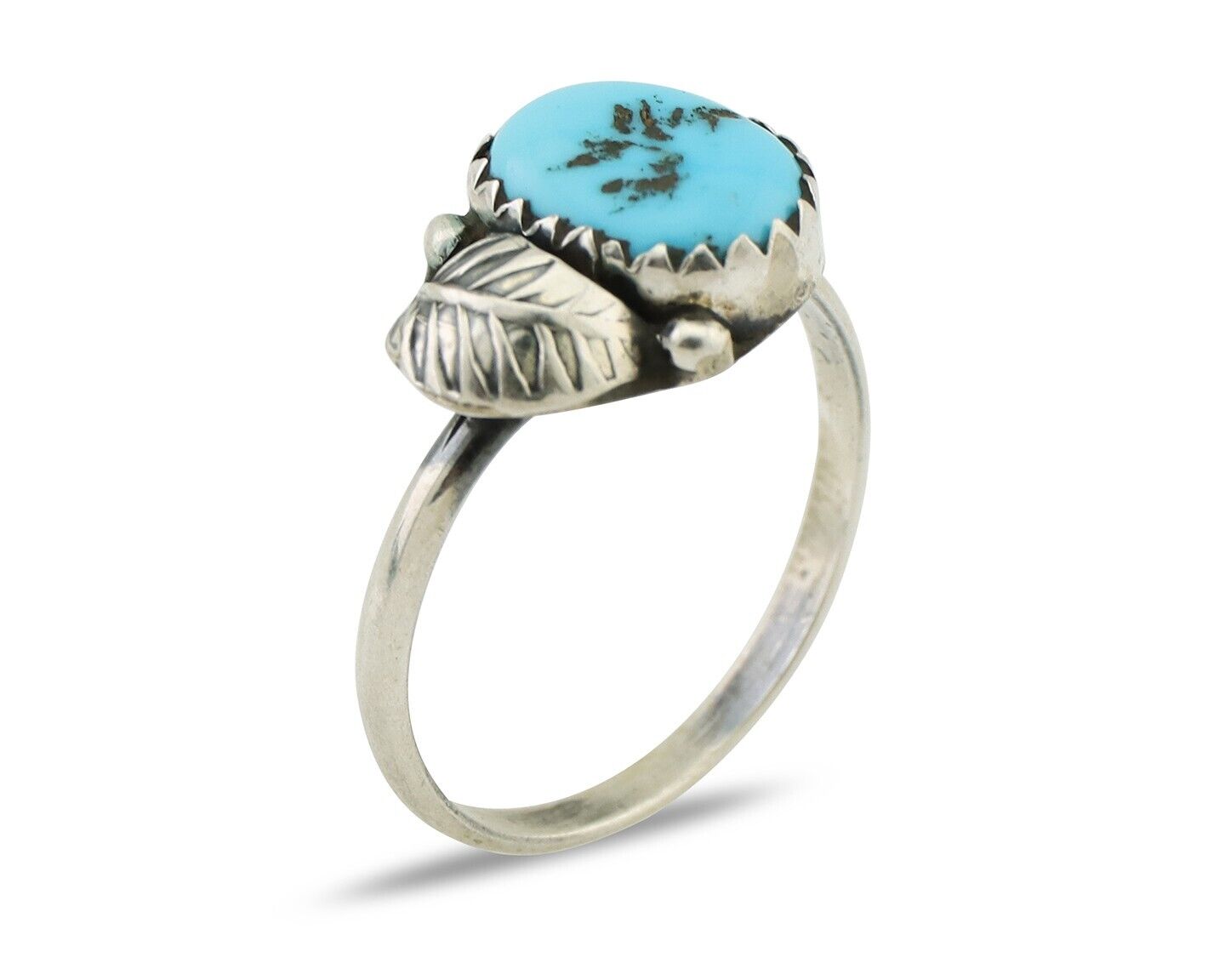 Navajo Ring 925 Silver Sleeping Beauty Turquoise Native American Artist C.80's