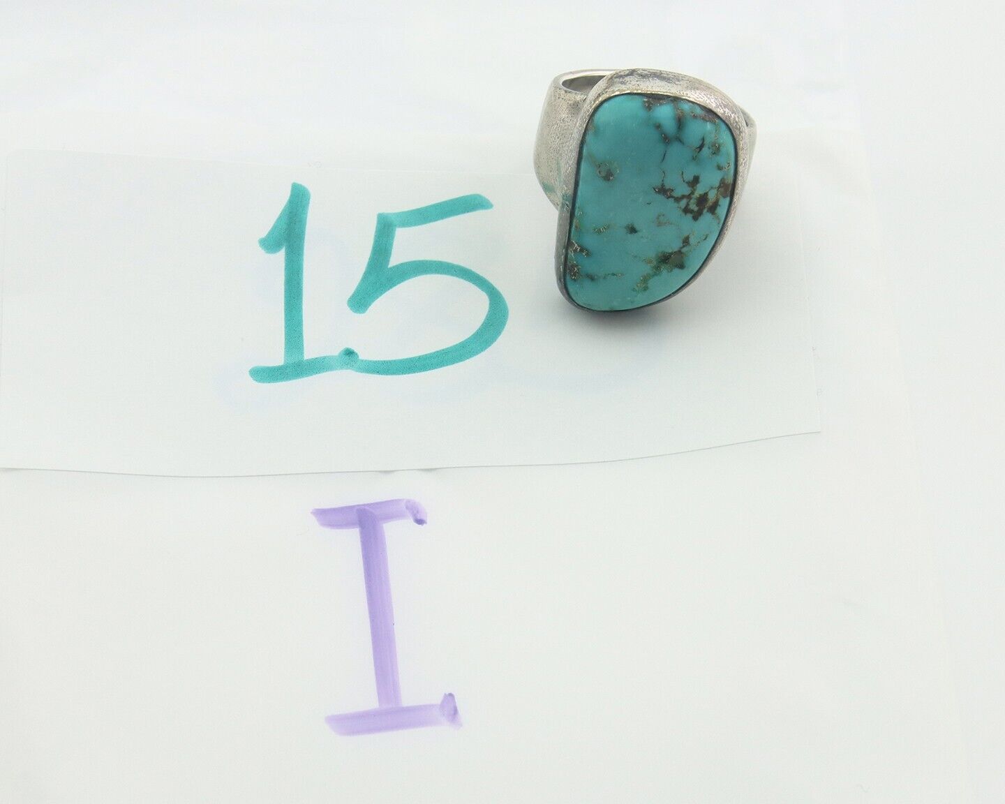 Navajo Ring 925 Sterling Turquoise Handmade Signed M Montoya C.80's Size 8.5