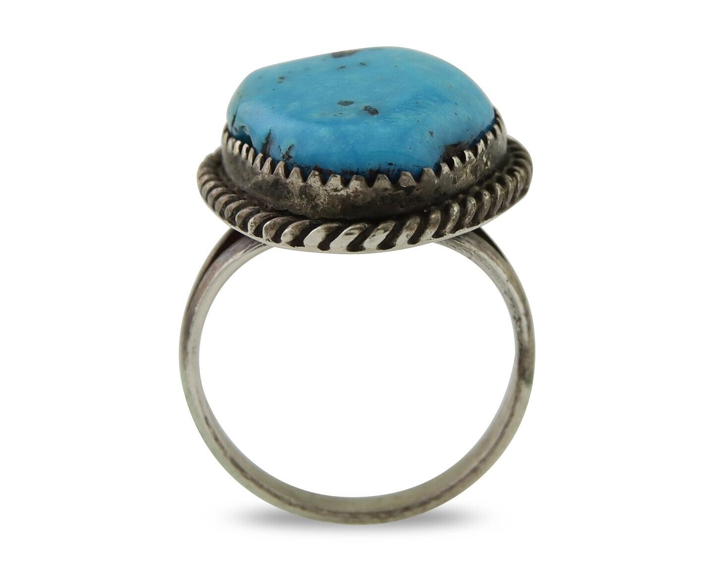 Navajo Ring 925 Silver Morenci Turquoise Native American Artist C.80's