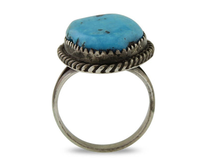 Navajo Ring 925 Silver Morenci Turquoise Native American Artist C.80's