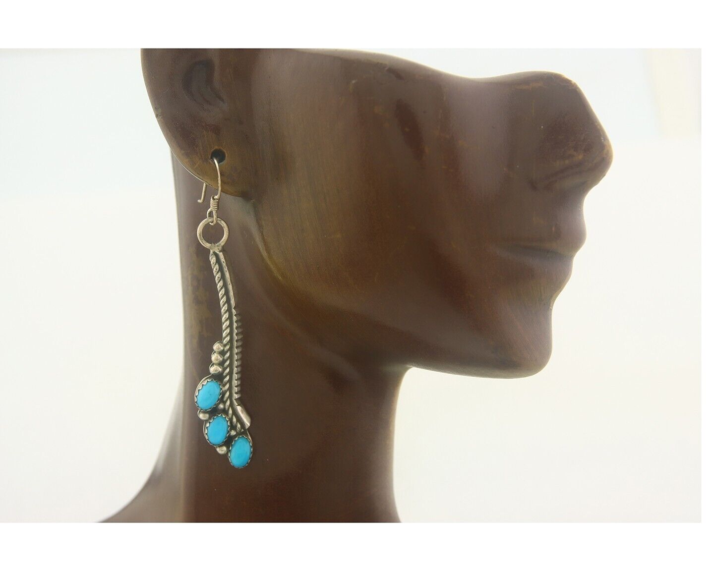 Navajo Earrings 925 Silver Natural Turquoise Native American Artist C.80's