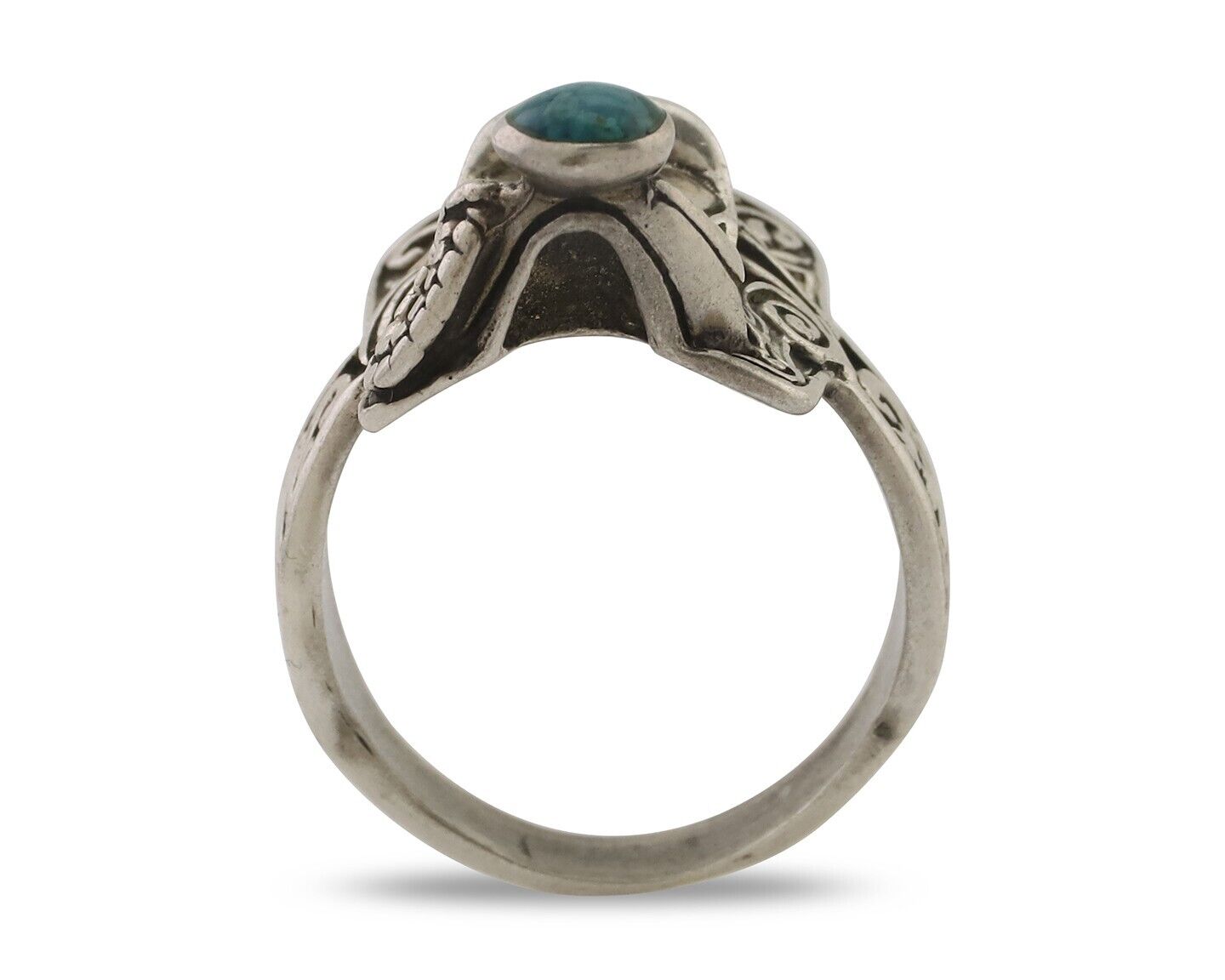 Navajo Ring 925 Silver Natural Turquoise Native American Artist C.80's
