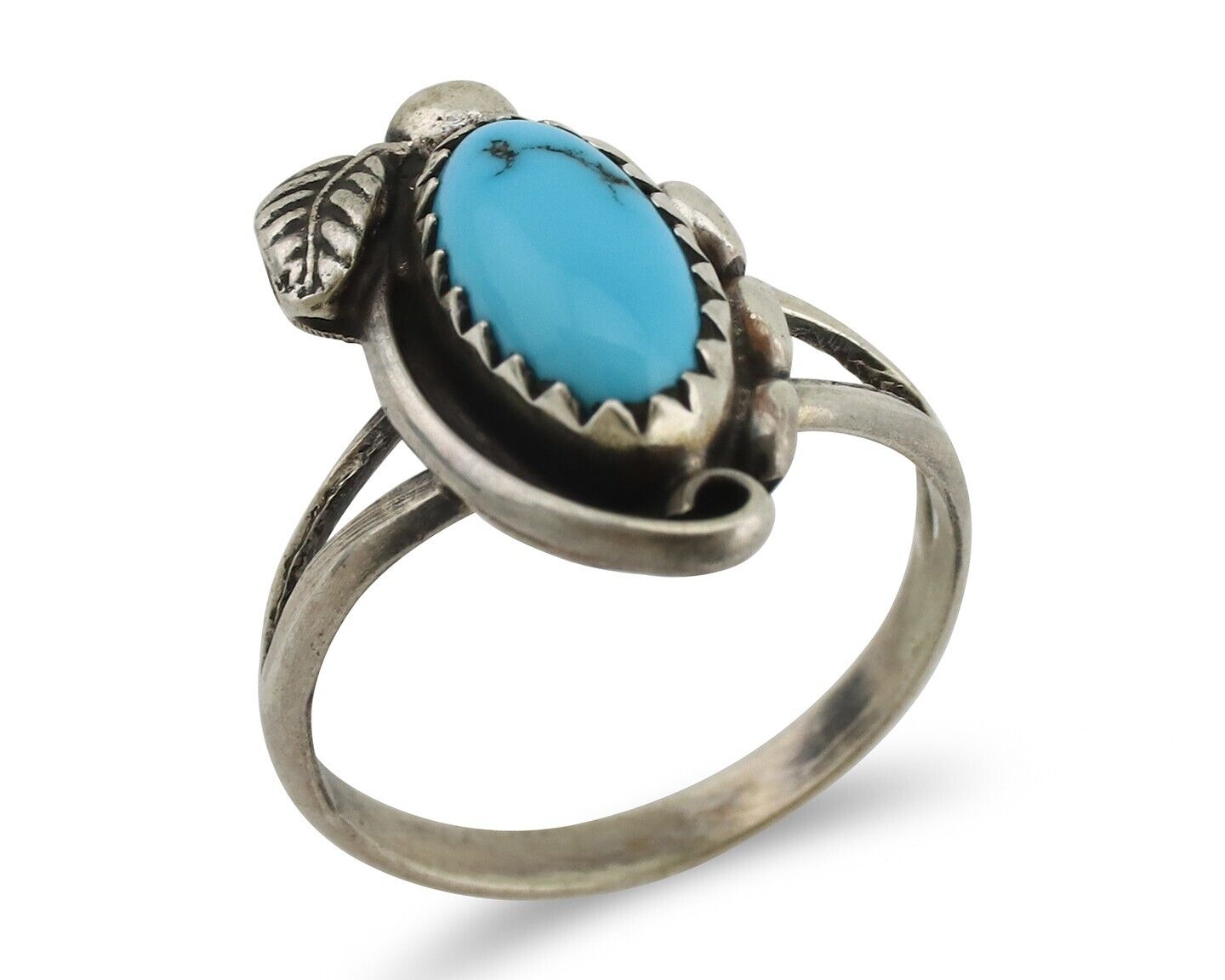 Navajo Ring 925 Silver Sleeping Beauty Turquoise Signed SkyStone Creations C80s