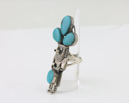 Navajo Kachina Ring 925 Silver Turquoise Artist Signed Broken Arrow C.80's