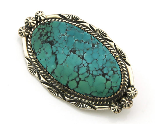 Navajo Handmade Pin Pendant Sterling Silver Turquoise Vintage Artist Signed D