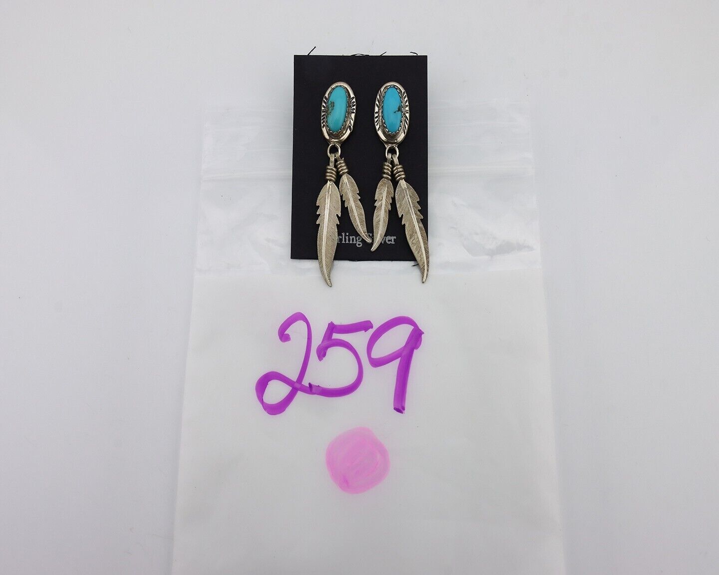 Navajo Handmade Earrings 925 Silver Blue Turquoise Native Artist C.80s