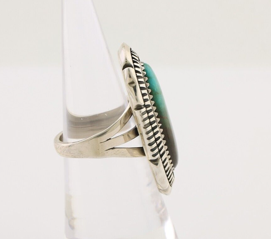 Navajo Hamdmade Ring 925 Silver Southwest Turquoise Signed V C.80's