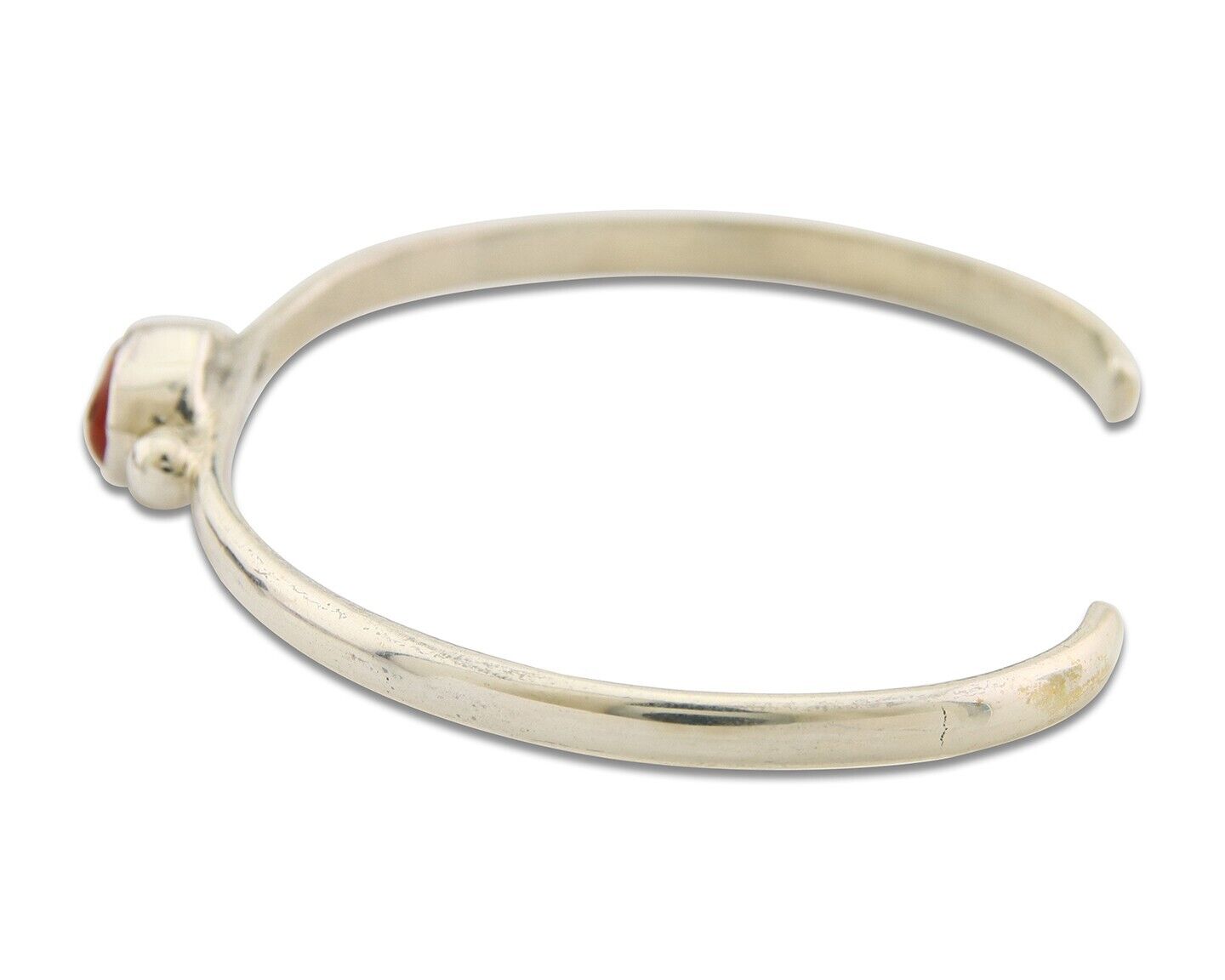 Navajo Bracelet .925 Silver Mediterranean Red Coral Cuff Native Artist C.80's