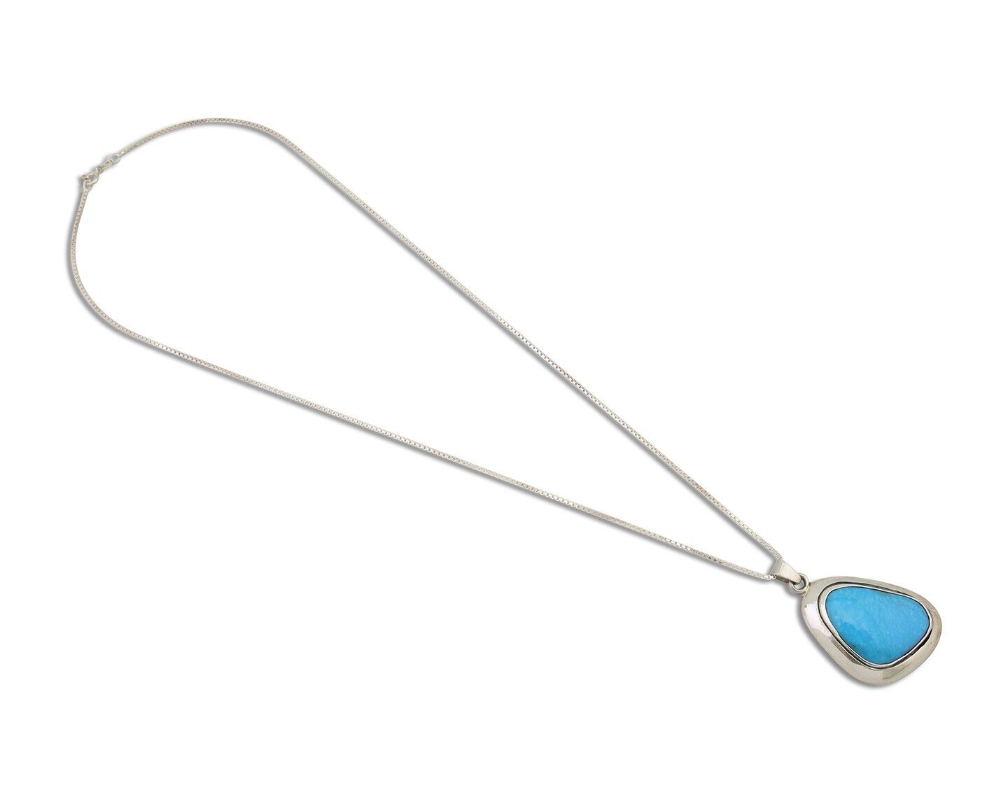 Navajo Necklace 925 Silver Natural Blue Turquoise Native American Artist C.80's