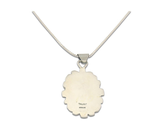 Navajo Sterling Silver Necklace Malachite Authentic Vintage Signed TALHAT