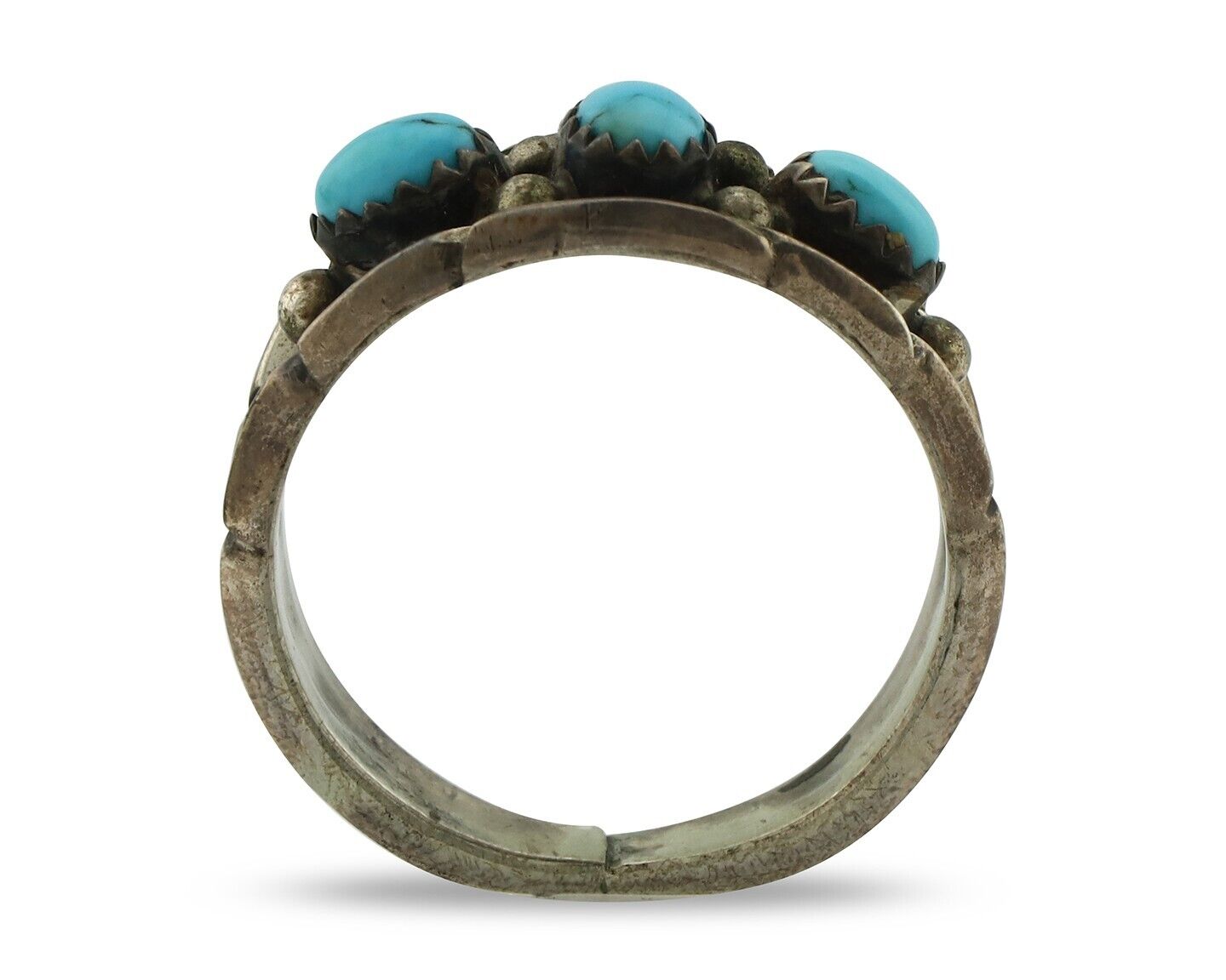 Zuni Ring .925 Silver Natural Sleeping Beauty Turquoise Signed DB C.80's