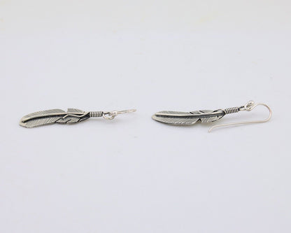 Navajo Feather Earrings 925 Silver Native American Artist C.80's