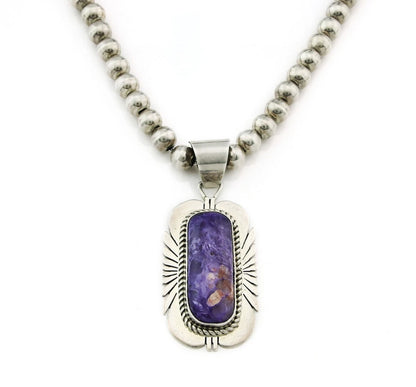 Navajo Bead Necklace 925 Sterling Silver Chaolite Vintage Signed Mark Yazzie