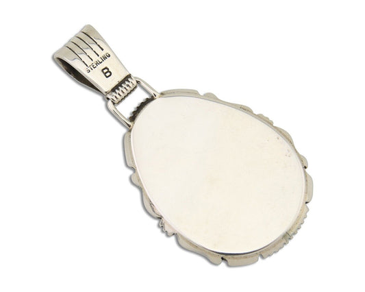 Navajo Pendant 925 Silver Natural Turquoise Artist Signed Lidia Begay C.80's