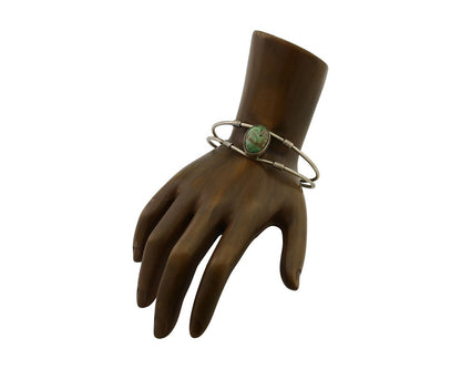 Navajo Bracelet 925 Silver Natural Green Turquoise Native American Artist C.80's