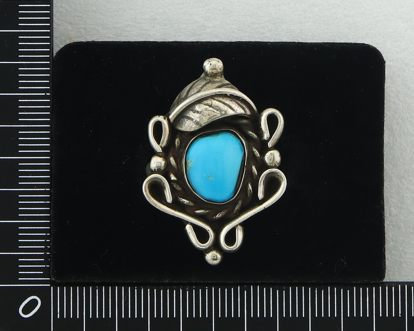 Traditional Navajo Ring Sterling Silver Authentic Turquoise Signed JM Size 6.75