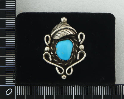 Traditional Navajo Ring Sterling Silver Authentic Turquoise Signed JM Size 6.75
