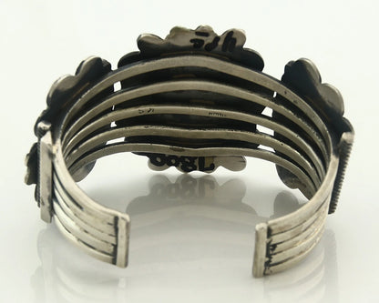 Navajo Cuff Bracelet Sterling Silver Turquoise Vintage Signed Kirk Smith