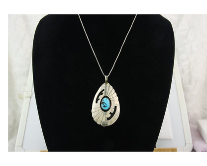Navajo Sterling Silver Necklace Authentic Turquoise Vintage Handmade