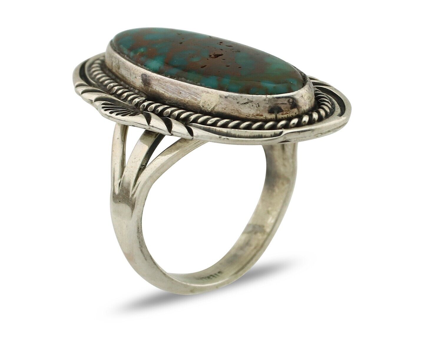 Navajo Ring 925 Silver Natural Turquoise Artist Signed M Begay C.80's