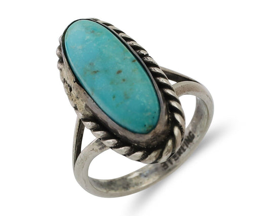 Navajo Handmade Ring 925 Silver Kingman Turquoise Size 5.75 C.80's