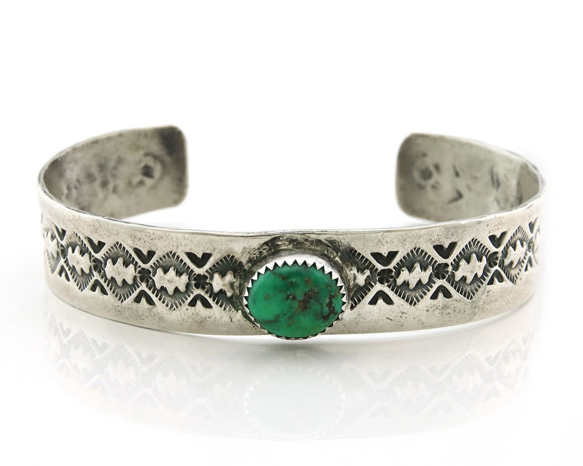 Navajo Cuff Bracelet 925 Sterling Silver Turquoise Vintage Signed Marcella James