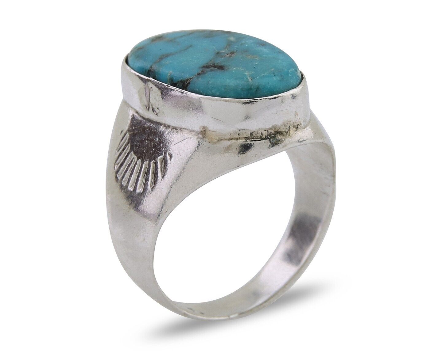 Navajo Handmade Ring 925 Silver Natural Mined Turquoise Artist C.80's