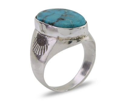 Navajo Handmade Ring 925 Silver Natural Mined Turquoise Artist C.80's