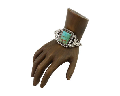 Navajo Cuff Bracelet 925 Silver Royston Turquoise Native American Artist C.80's